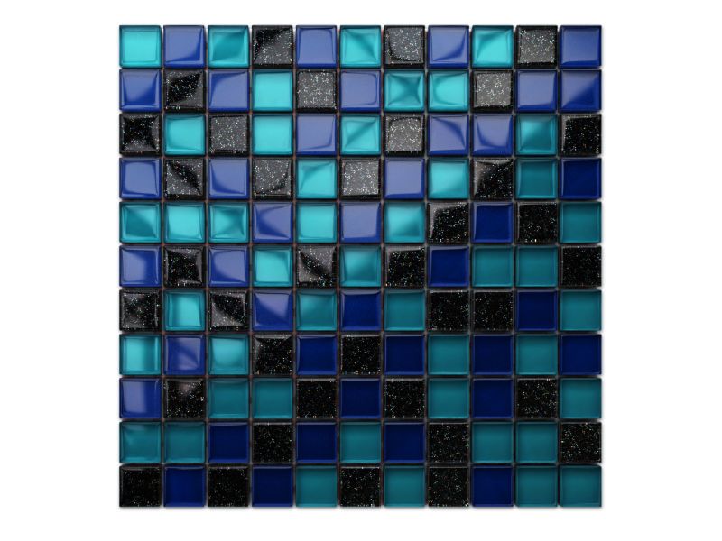 Mozaika szklana Ilcom aurora - turkus, kobalt, nero brokat 30x30cm  1 szt.