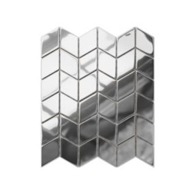 Mozaika szklana Ilcom chevron romb silver srebrna chrom metallic 30.5 x 26.5 cm 1 szt.