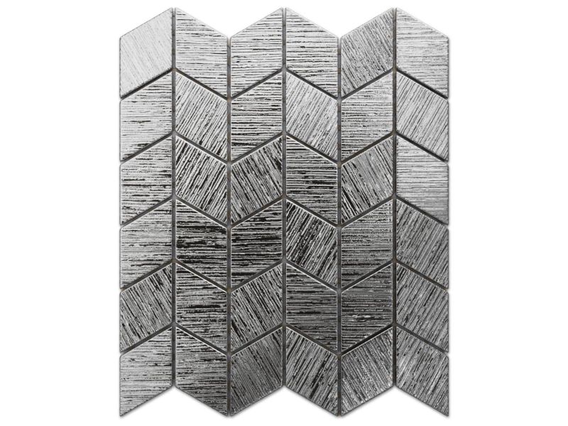 Mozaika szklana Ilcom chevron romb silver srebrna chrom metallic struktura 30.5 x 26.5 cm 1 szt.