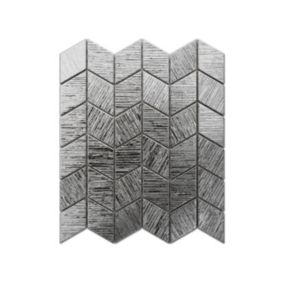 Mozaika szklana Ilcom chevron romb silver srebrna chrom metallic struktura 30.5 x 26.5 cm 1 szt.