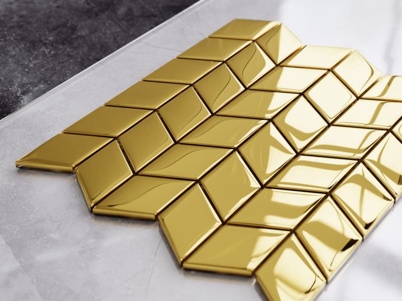 Mozaika szklana Ilcom chevron romb złota gold metallic 26.5 x 30.5 cm 1 szt.
