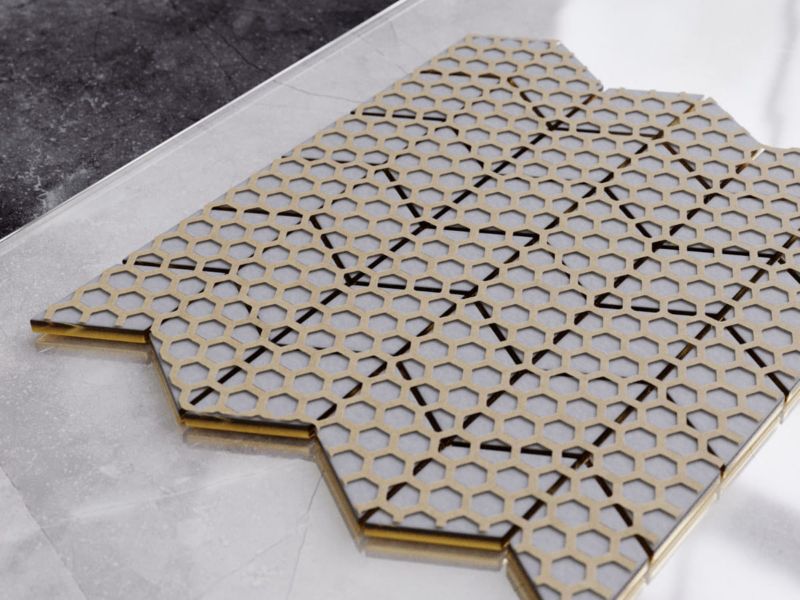 Mozaika szklana Ilcom chevron romb złota gold metallic 26.5 x 30.5 cm 1 szt.