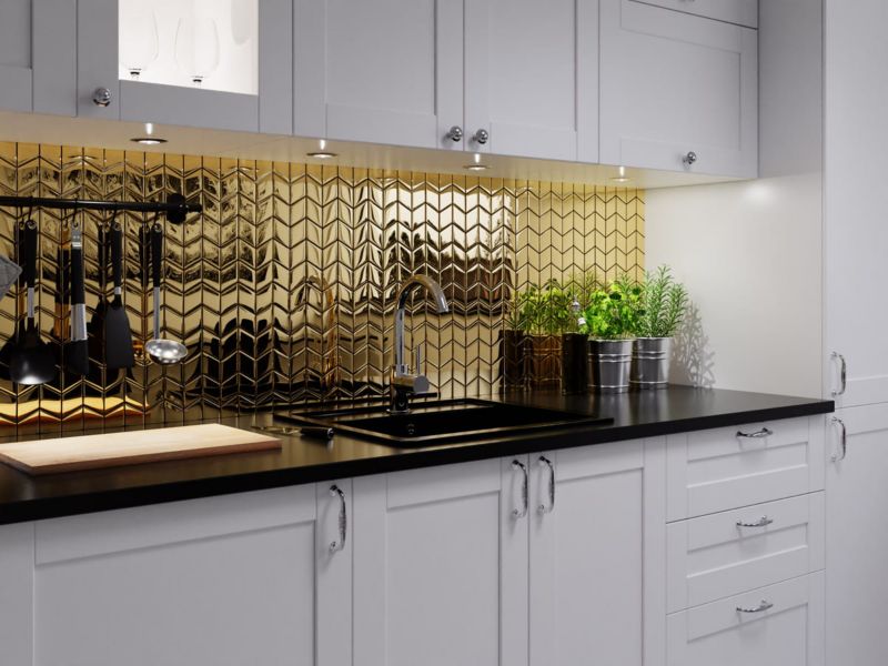 Mozaika szklana Ilcom chevron romb złota gold metallic 26.5 x 30.5 cm 1 ...