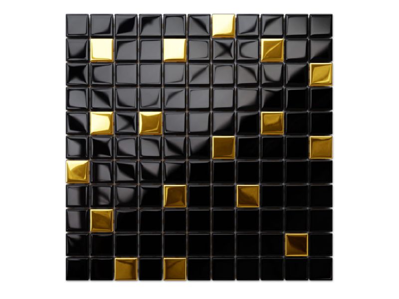 Mozaika szklana Ilcom czarna złota nero gold 30x30cm  1 szt.