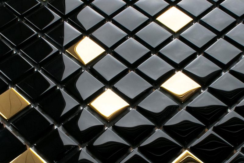 Mozaika szklana Ilcom czarna złota nero gold 30x30cm  1 szt.