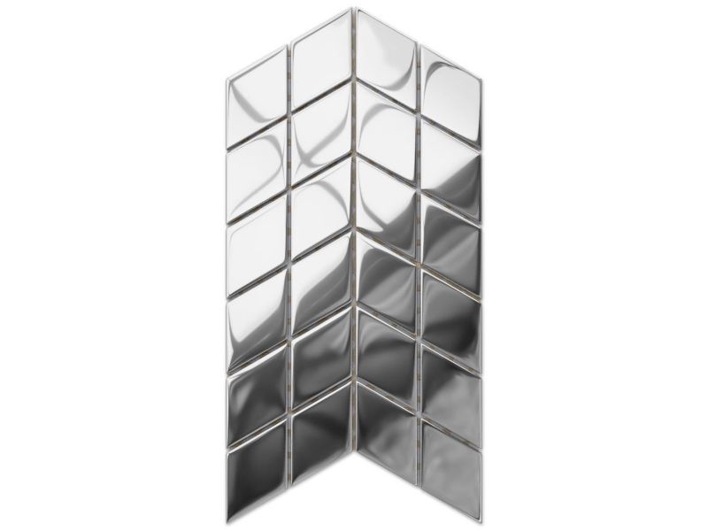 Mozaika szklana Ilcom double chevron romb silver srebrna chrom metallic 17.2 x 29.8 cm 1 szt.