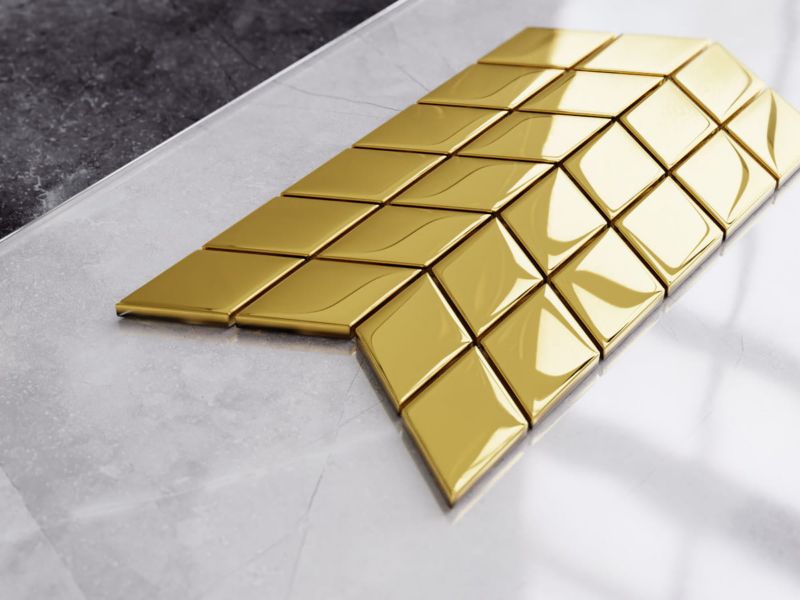 Mozaika szklana Ilcom double chevron romb złota gold metallic 17.2 x 29.8 cm 1 szt.