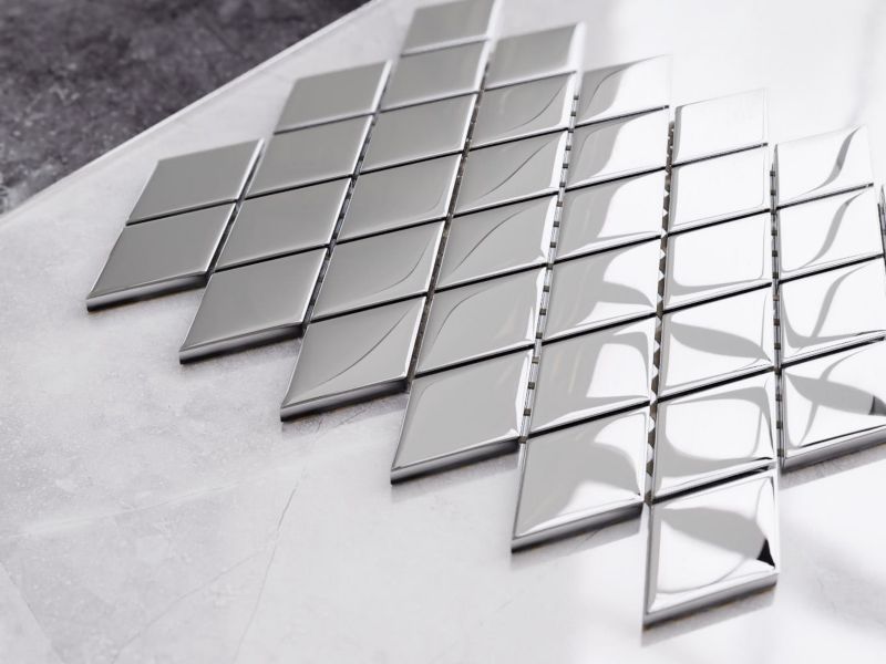 Mozaika szklana Ilcom karo romb silver srebrna chrom metallic 29.2 x 25.0 cm 1 szt.