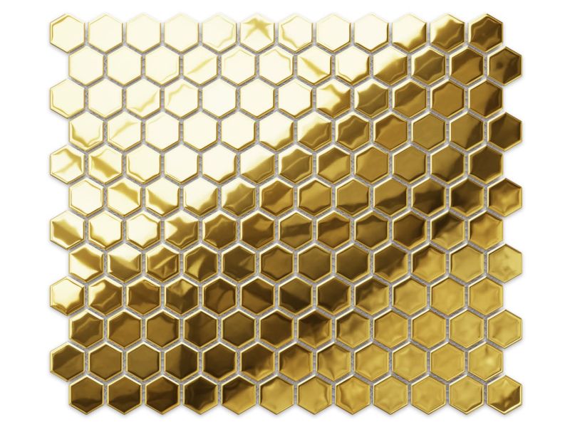 Mozaika szklana Ilcom mini heksagon gold złota metallic 26.0 x 30.0 cm 1 szt.