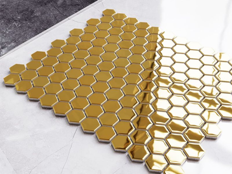 Mozaika szklana Ilcom mini heksagon gold złota metallic 26.0 x 30.0 cm 1 szt.