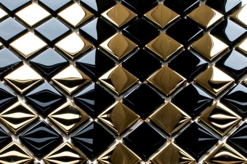 Mozaika szklana Ilcom nero gold 30x30cm 1 szt.