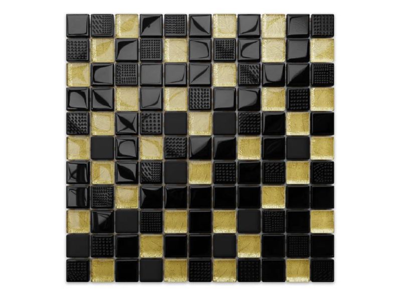 Mozaika szklana Ilcom nero goldstar d'oro 30x30cm 1 szt.