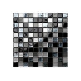 Mozaika szklana Ilcom nero grafit aluminium jeans silver brokat 30x30cm 1 szt.