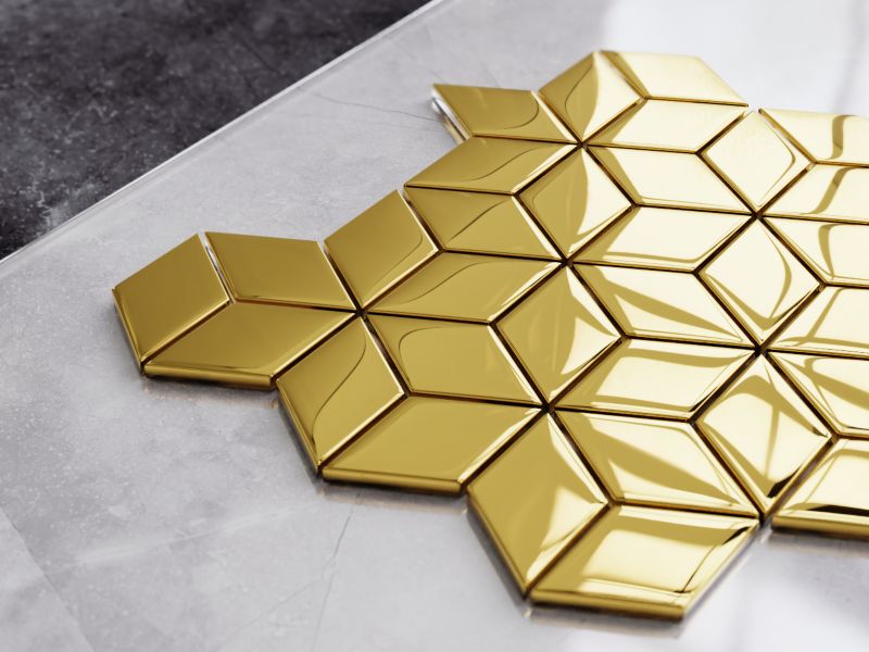 Mozaika szklana Ilcom romb diamond złota gold metallic 30.5 x 26.5 cm 1 szt.