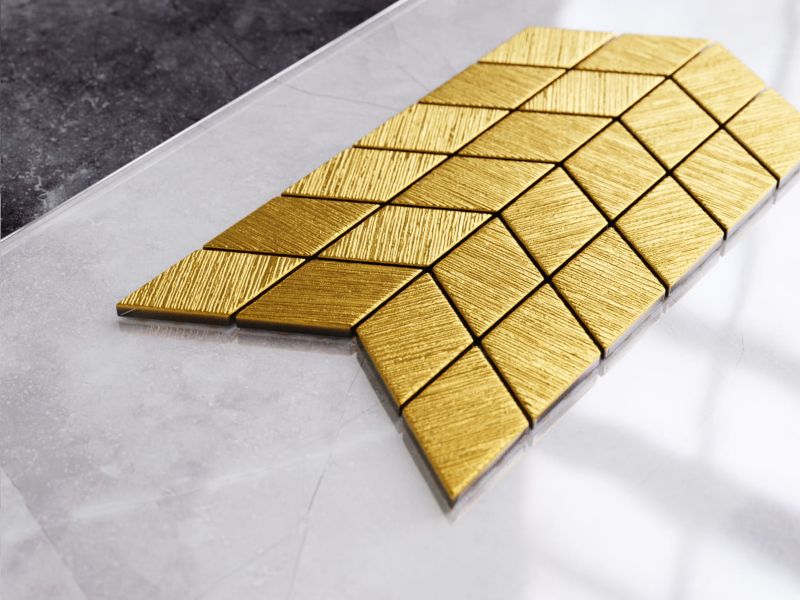 Mozaika szklana Ilcom romb double chevron złota gold struktura 17.2 x 29.8 cm 1 szt.