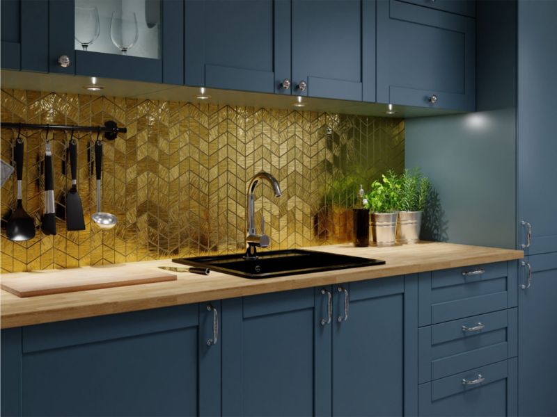 Mozaika szklana Ilcom romb double chevron złota gold struktura 17.2 x 29.8 cm 1 szt.