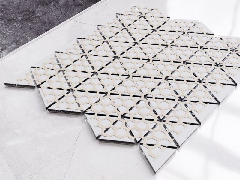 Mozaika szklana Ilcom triangle blanket silver srebrna chrom struktura 26.3 x 30.3 cm 1 szt.