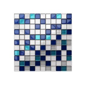 Mozaika szklana Ilcom waterfall niebieska azzuro kobalt perła silver 30x30cm 1 szt.