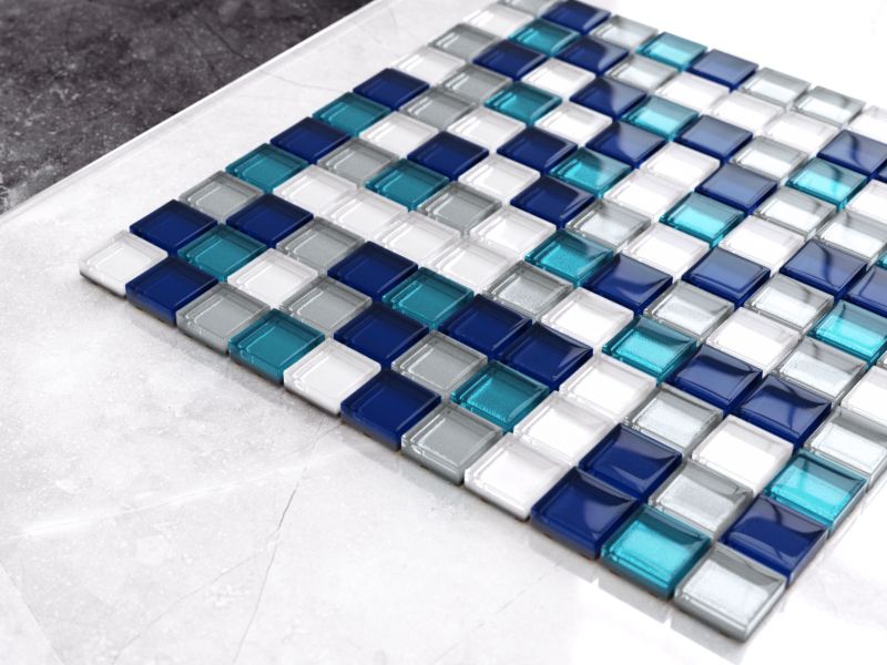 Mozaika szklana Ilcom waterfall niebieska azzuro kobalt perła silver 30x30cm 1 szt.