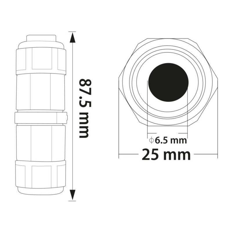 Mufa hermetyczna HOROZ konektor kablowy, IP68, prosty, 0.5-2.5mm², 16A, 250V  10szt