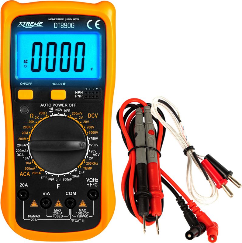 Multimetr cyfrowy XTREME prądu napięcia temperatury tester uniwersalny LCD 1 szt.
