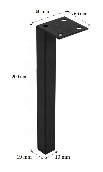 Nóżki meblowe czarne metalowe 20 cm komplet 4 sztuki styl loftowy 1 szt.