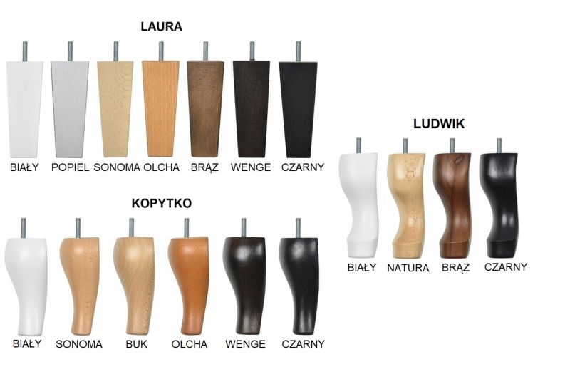 Nóżki Meblowe LUDWIK do fotela sofy wersalki 7 kolorów 4 szt.