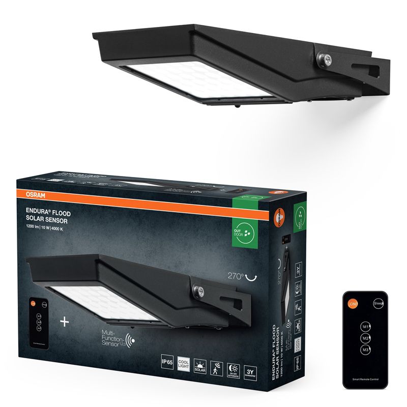Naświetlacz Endura Flood LED Osram Reflektor Zewnętrzny 10W 1200lm 4000K Solarne IP65 z Czujnikiem Ruchu i Zmierzchu 1 szt.