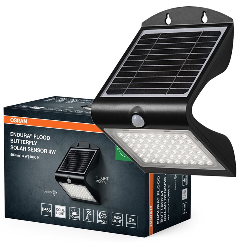 Naświetlacz Endura Solarny Osram LED Reflektor Zewnętrzny 4W 500lm 4000K IP65 z Czujnikiem Ruchu i Zmierzchu 1 szt.