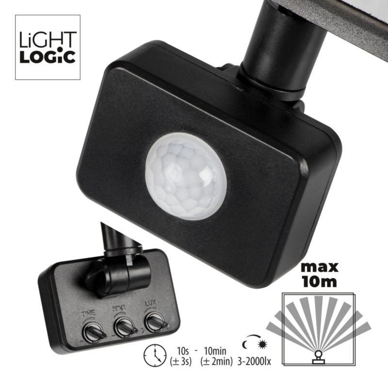 Naświetlacz LED LightLogic LL LATA 50W-B-SE 30603  czujnik ruchu czarny PIR 1 szt.