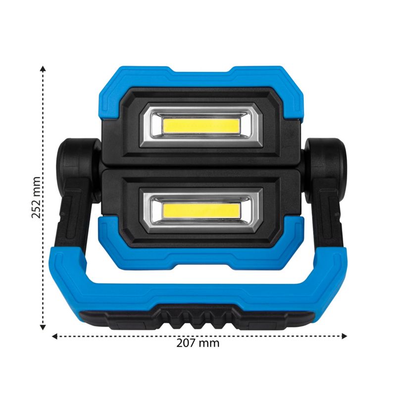 Naświetlacz LED SMD XUDO 2x5W COB 6xAAA 4500K Biały neutralny IP54 Niebiesko-czarny 1 szt.