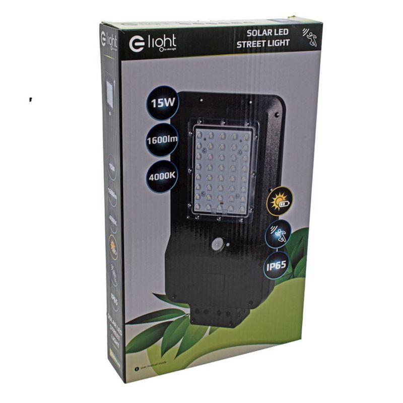 Naświetlacz solarny LED Eko-Light czarny LED 15W  1650lm  IP65 wym: 41 x 23 x 5 cm metal - 1 szt.