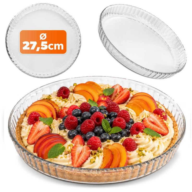 Naczynie Żaroodporne KADAX Do Zapiekania Tarty Szklane Okrągłe Forma 27,5 cm 1szt.