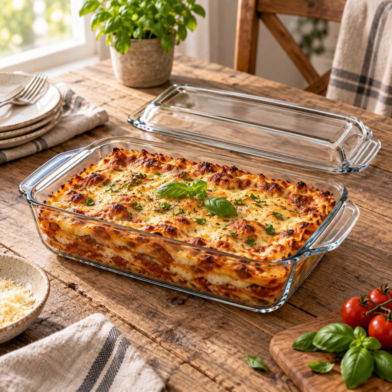 Naczynie Żaroodporne KADAX Z Pokrywką 3,95L Do Zapiekania Pieczenia Prostokątne 1szt.