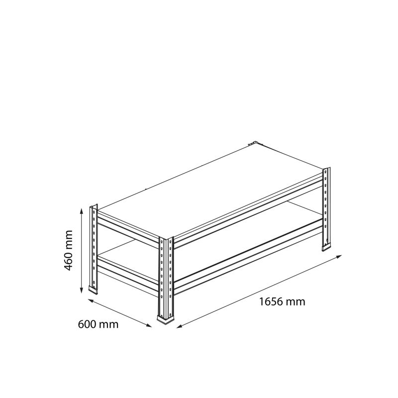 Nadstawka metalowa do regału GoodHome Rand 46 x 166 x 60 cm 2 półki 300 kg