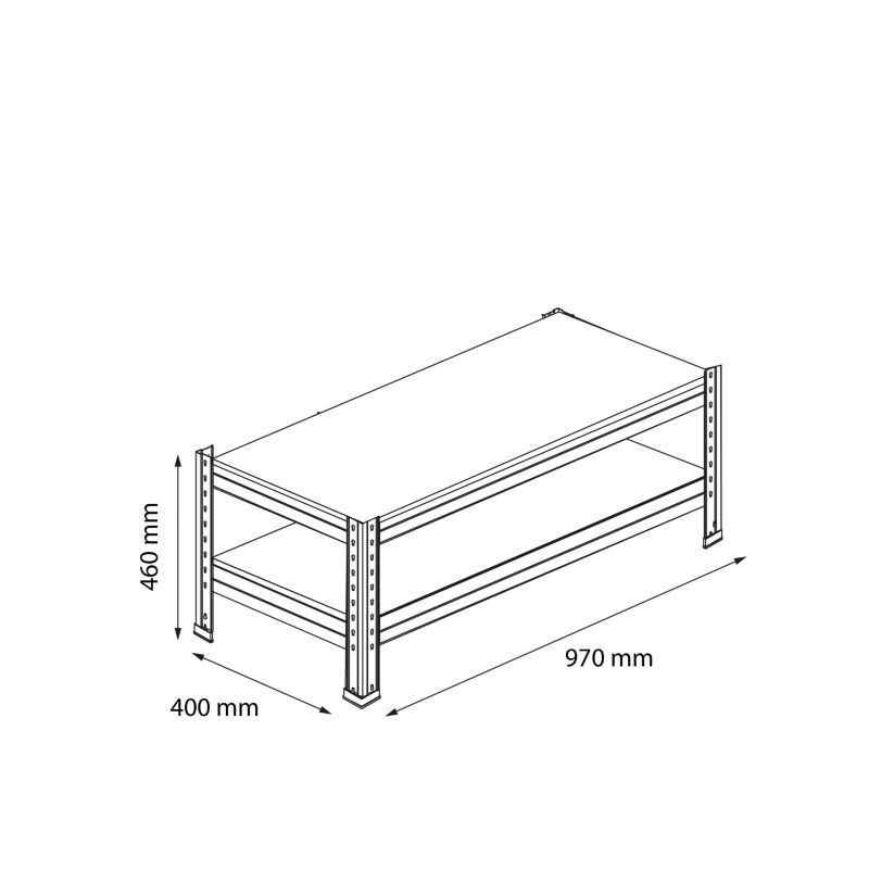 Nadstawka metalowa do regału GoodHome Rand 46 x 97 x 40 cm 2 półki 250 kg