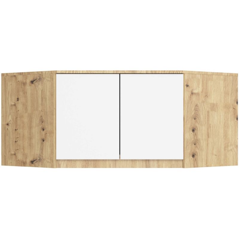 Nadstawka na szafę Akord S100 Dąb Artisan 100 cm 2 drzwi kolor Biały mat 3 półki 100x50x55 cm 1 szt.