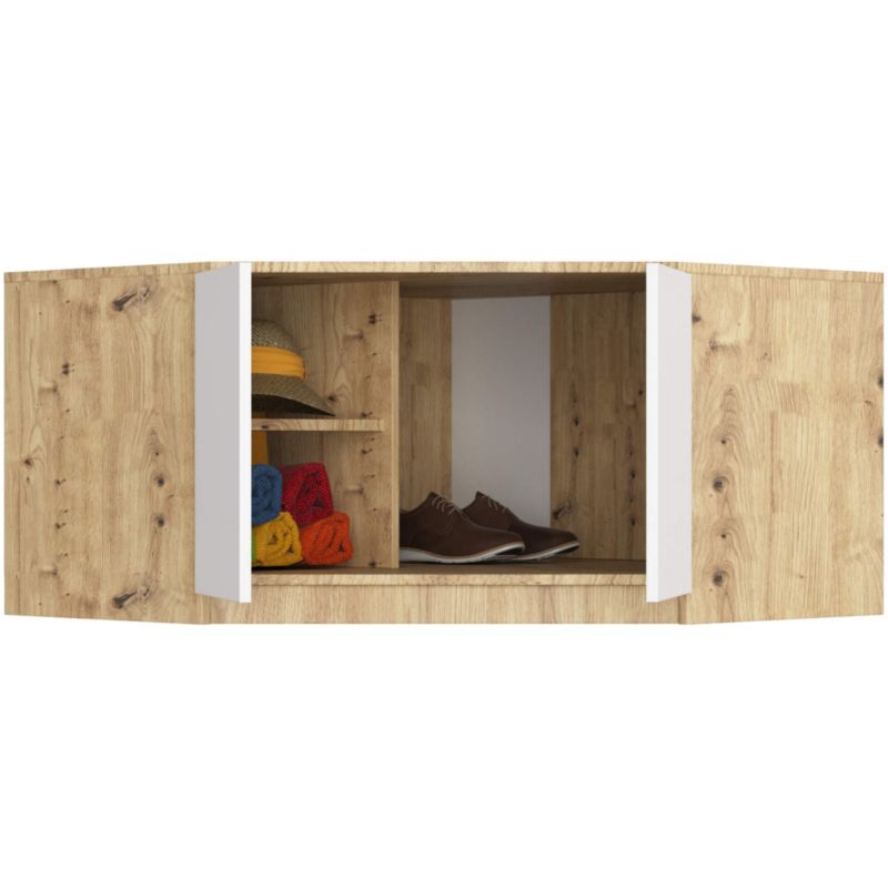 Nadstawka na szafę Akord S100 Dąb Artisan 100 cm 2 drzwi kolor Biały mat 3 półki 100x50x55 cm 1 szt.