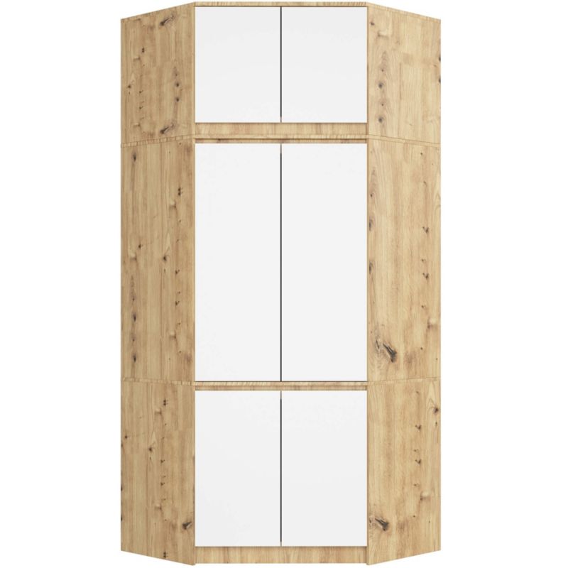 Nadstawka na szafę Akord S100 Dąb Artisan 100 cm 2 drzwi kolor Biały mat 3 półki 100x50x55 cm 1 szt.