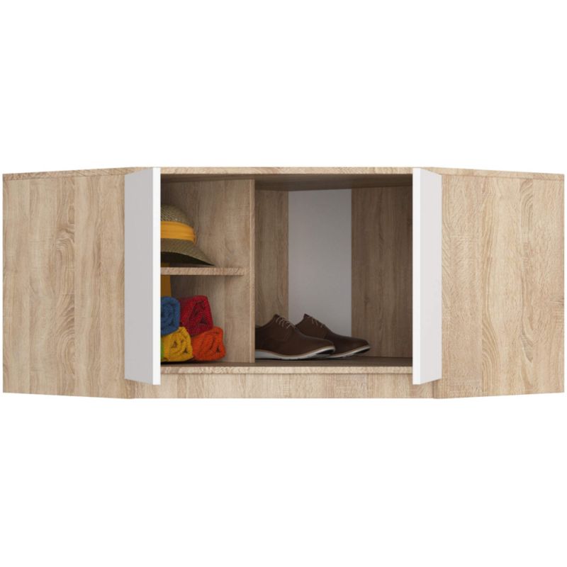 Nadstawka na szafę Akord S100 Dąb Sonoma 100 cm 2 drzwi kolor Biały mat 3 półki 100x50x55 cm 1 szt.