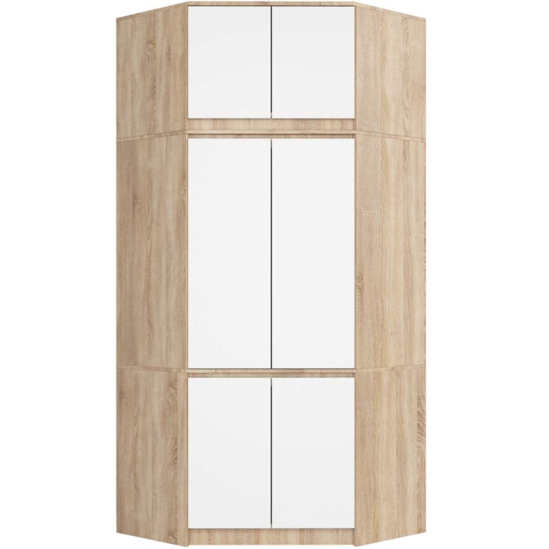 Nadstawka na szafę Akord S100 Dąb Sonoma 100 cm 2 drzwi kolor Biały mat 3 półki 100x50x55 cm 1 szt.