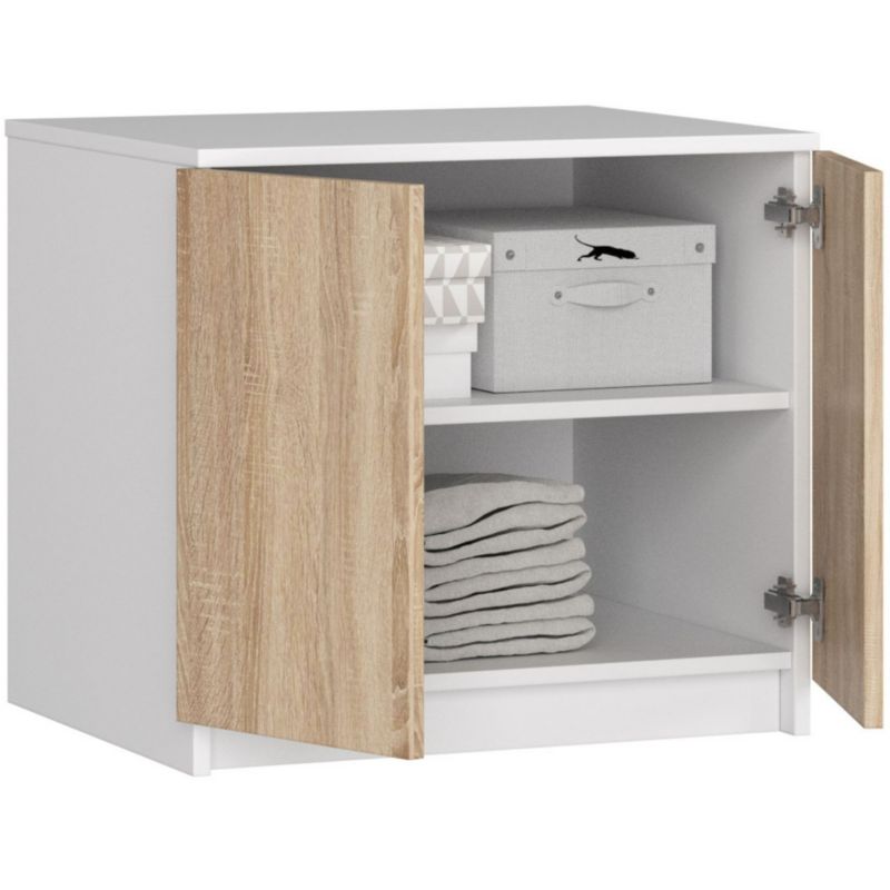 Nadstawka na szafę Akord S60 Biała 60 cm 2 drzwi kolor Dąb Sonoma mat 2 półki 60x51x55 cm 1 szt.