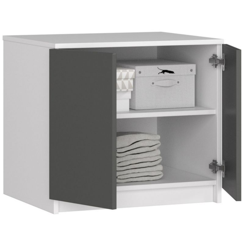 Nadstawka na szafę Akord S60 Biała 60 cm 2 drzwi kolor Grafit Szary mat 2 półki 60x51x55 cm 1 szt.