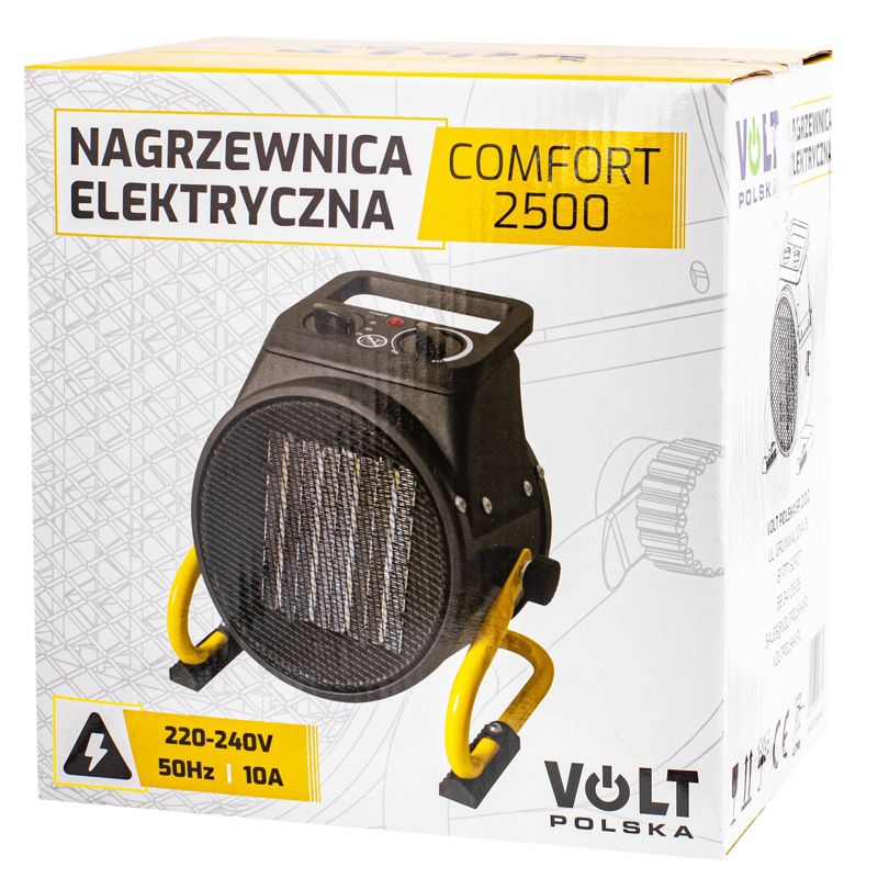 Nagrzewnica elektryczna  VOLT POLSKA grzejnik farelka z termostatem 2,5 kW COMFORT  1szt.