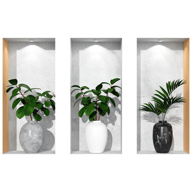 Naklejka 3D Wallfluent Roślinne wnęki 130x81 cm Dziura w ścianie Nowoczesna 1 rol.