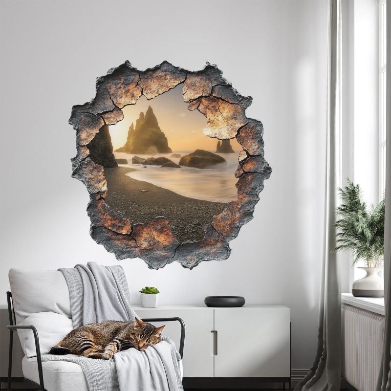 Naklejka 3D Wallfluent Wodne skały 58x60 cm Dziura w ścianie Nowoczesna 1 rol.