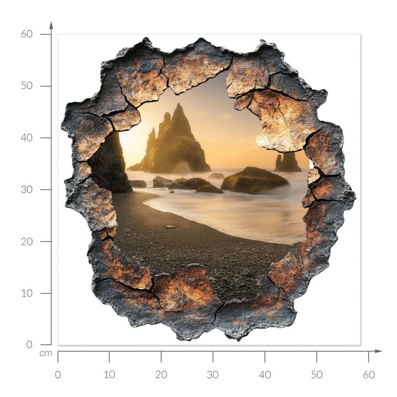 Naklejka 3D Wallfluent Wodne skały 58x60 cm Dziura w ścianie Nowoczesna 1 rol.