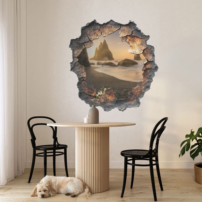 Naklejka 3D Wallfluent Wodne skały 58x60 cm Dziura w ścianie Nowoczesna 1 rol.