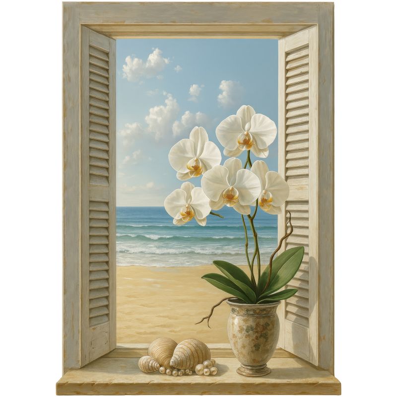 Naklejka ścienna 3D Dziura Wallfluent Morskie okno 72x100 cm Matowa Nad łóżko kanapę 1 rol.
