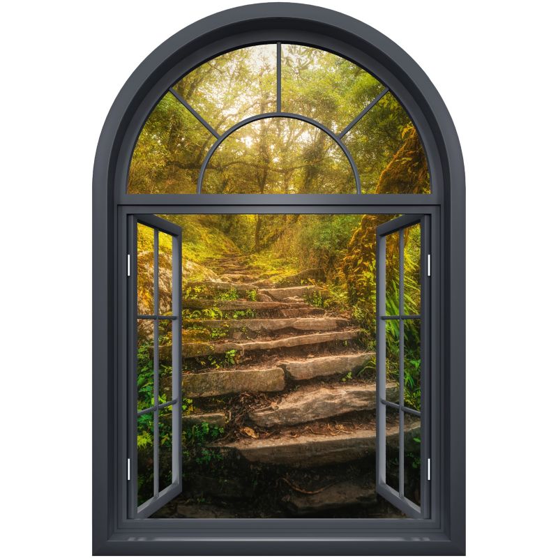 Naklejka dekoracyjna 3D Wallfluent Leśne okno 41x60 cm Na ścianę szafę Wycinana po obrysie 1 rol.